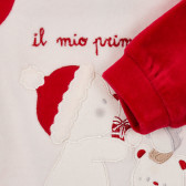 Chicco βελούδινη βρεφική φόρμα με χριστουγεννιάτικα μοτίβα σε λευκό και κόκκινο  Chicco 246022 2