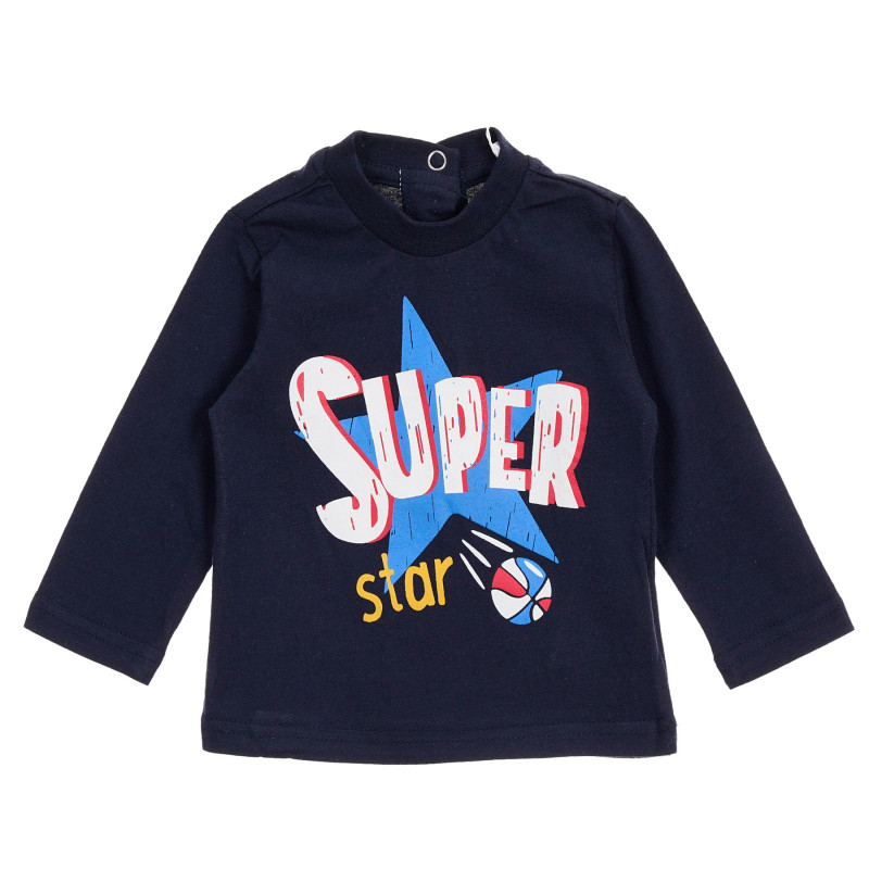 Βαμβακερή μπλε μπλούζα Chicco με στάμπα Super star για μωρό  246144