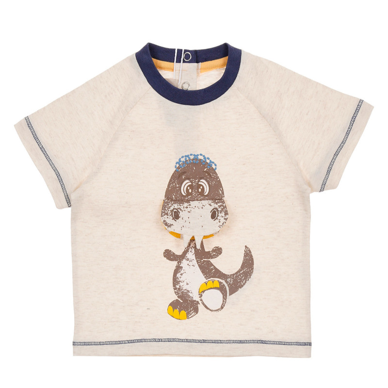 Βαμβακερό βρεφικό μπλουζάκι Chicco σε μπεζ χρώμα με στάμπα δεινοσαύρων   246148