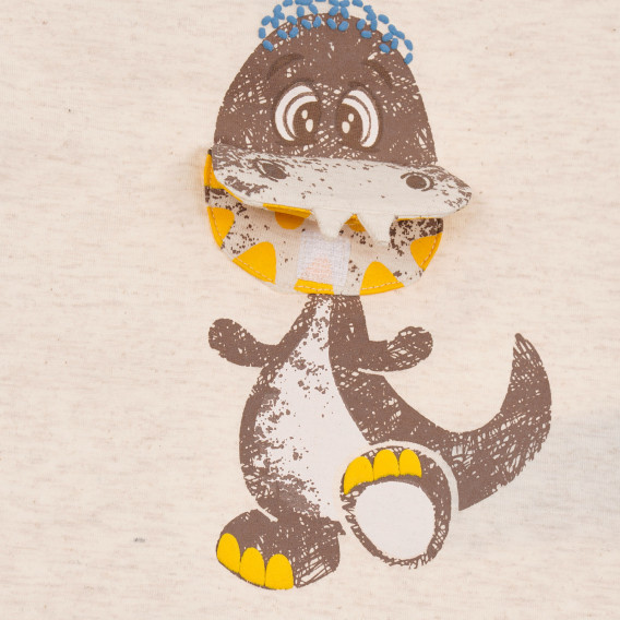 Βαμβακερό βρεφικό μπλουζάκι Chicco σε μπεζ χρώμα με στάμπα δεινοσαύρων  Chicco 246149 2