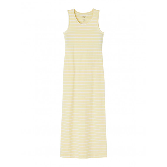 Φόρεμα από οργανικό βαμβάκι με κίτρινες και άσπρες ρίγες Name it 247275 