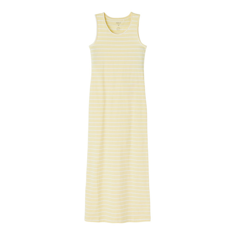 Φόρεμα από οργανικό βαμβάκι με κίτρινες και άσπρες ρίγες  247275