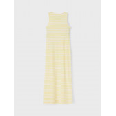 Φόρεμα από οργανικό βαμβάκι με κίτρινες και άσπρες ρίγες Name it 247276 2
