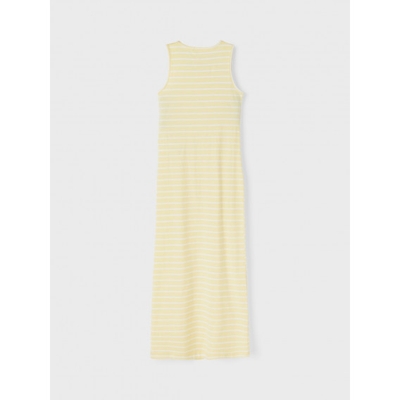 Φόρεμα από οργανικό βαμβάκι με κίτρινες και άσπρες ρίγες Name it 247276 2