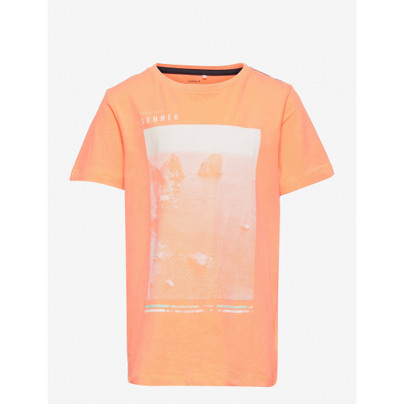 Μπλουζάκι από οργανικό βαμβάκι με πορτοκαλί χρώμα Name it 247278 