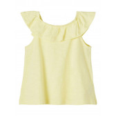 Οργανική βαμβακερή μπλούζα με μπούκλες, κίτρινη Name it 247288 