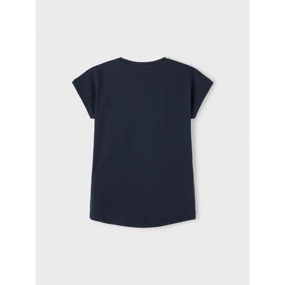 Μπλουζάκι από οργανικό βαμβάκι με χρωματιστές στάμπες, σκούρο μπλε Name it 247304 2