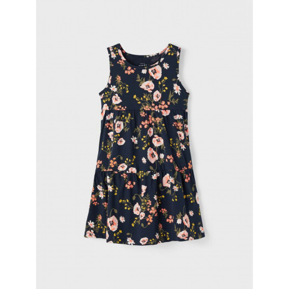 Φόρεμα από βιολογικό βαμβάκι με floral σχέδιο, σκούρο μπλε Name it 247534 