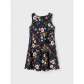 Φόρεμα από βιολογικό βαμβάκι με floral σχέδιο, σκούρο μπλε Name it 247535 2