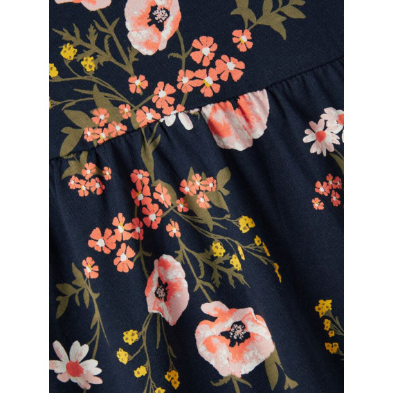 Φόρεμα από βιολογικό βαμβάκι με floral σχέδιο, σκούρο μπλε Name it 247536 3
