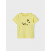 Μπλουζάκι από οργανικό βαμβάκι με τύπωμα παλάμης, κίτρινο Name it 247557 