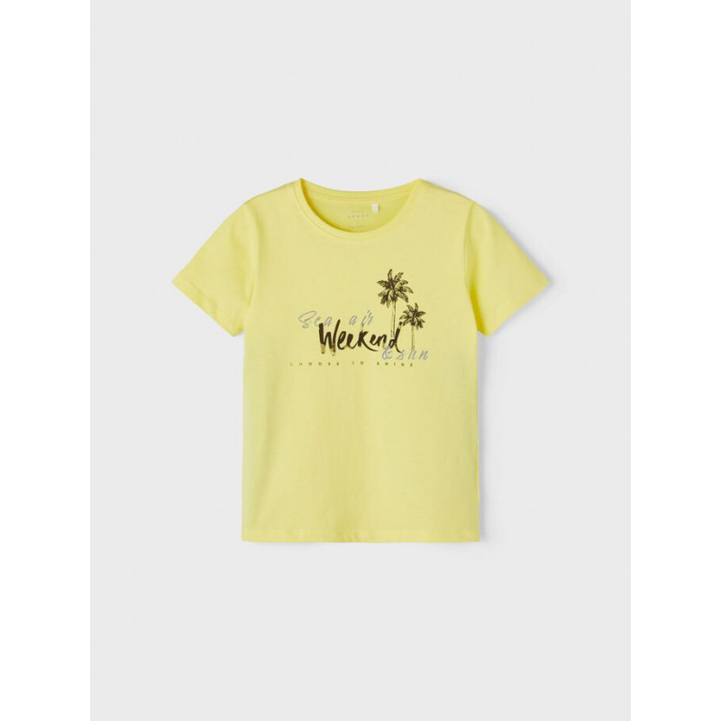 Μπλουζάκι από οργανικό βαμβάκι με τύπωμα παλάμης, κίτρινο  247557