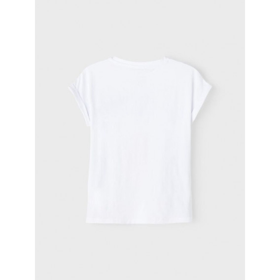 Μπλουζάκι από οργανικό βαμβάκι με σχέδιο κοριτσιού, λευκό. Name it 247565 2