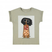 Μπλουζάκι από οργανικό βαμβάκι με σχέδιο κοριτσιού, γκρι Name it 247570 