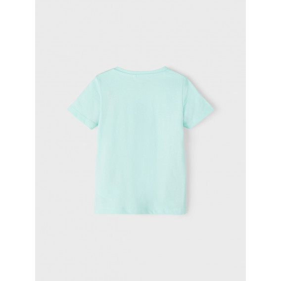 Μπλουζάκι από οργανικό βαμβάκι με τύπωμα παραλίας, γαλάζιο Name it 247581 2