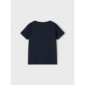Μπλουζάκι από οργανικό βαμβάκι με λουλουδάτο σχέδιο, σκούρο μπλε Name it 247587 2