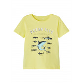 Μπλουζάκι από οργανικό βαμβάκι με θαλάσσινό σχέδιο, κίτρινο Name it 247589 