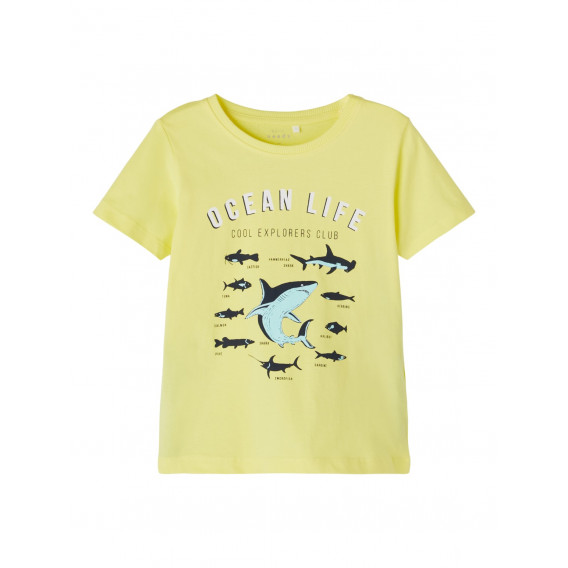 Μπλουζάκι από οργανικό βαμβάκι με θαλάσσινό σχέδιο, κίτρινο Name it 247589 