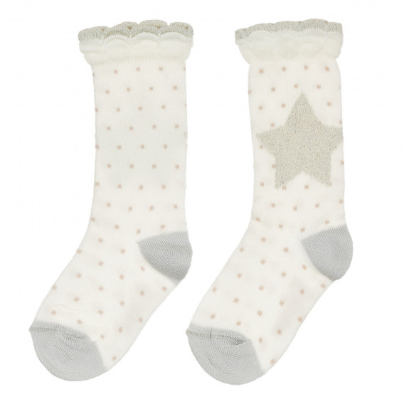 Βαμβακερές κάλτσες με γυαλιστερά χρώματα για ένα μωρό, λευκό Chicco 247881 