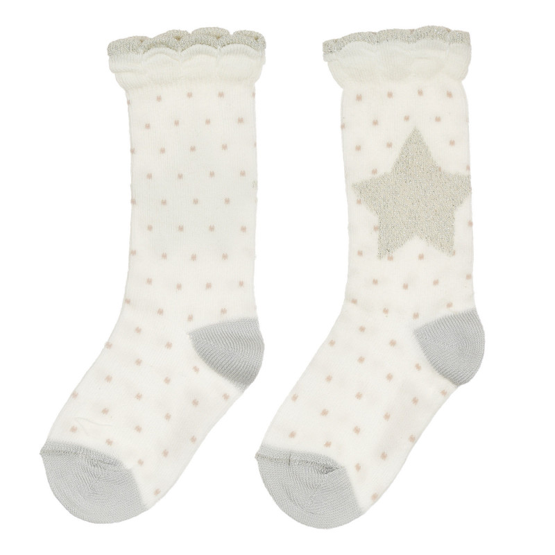 Βαμβακερές κάλτσες με γυαλιστερά χρώματα για ένα μωρό, λευκό  247881