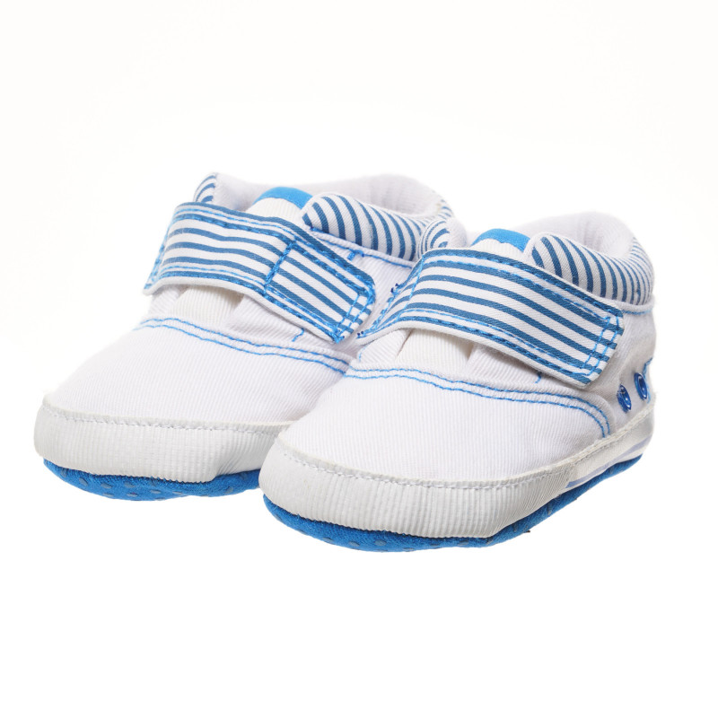 Μπότες σε λευκές και μπλε ρίγες για ένα μωρό  247922