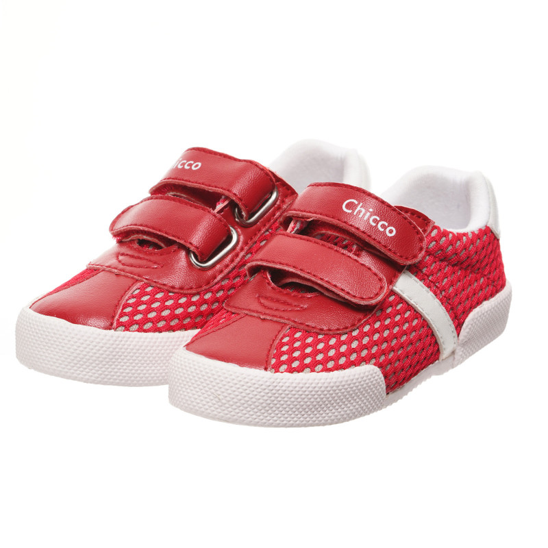 Πάνινα παπούτσια με λευκές πινελιές, με κόκκινο χρώμα  247998