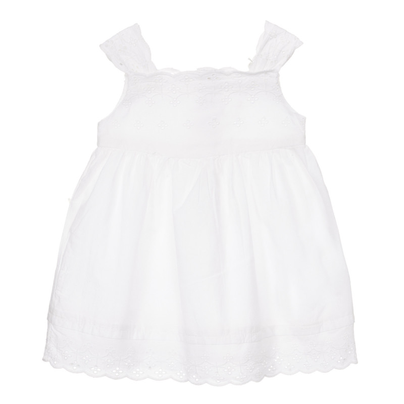 Βαμβακερό φόρεμα με ιμάντες για ένα μωρό, λευκό  248031