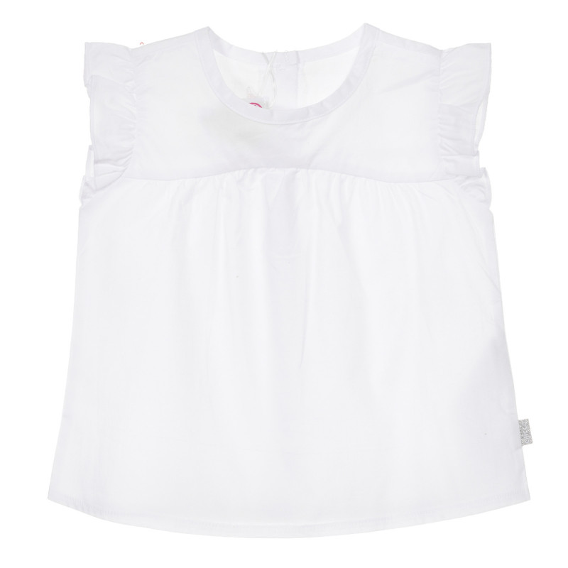 Βαμβακερή μπλούζα με βολάν για λευκό, λευκό  248043