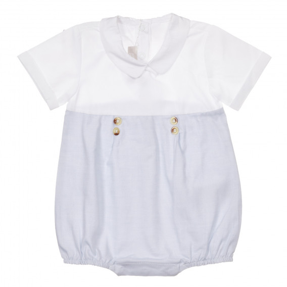Κοντό βαμβακερό φορμάκι για ένα μωρό σε λευκό και μπλε χρώμα Chicco 248051 