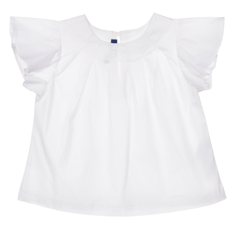 Βαμβακερή μπλούζα με κοντά μανίκια, λευκή  248055