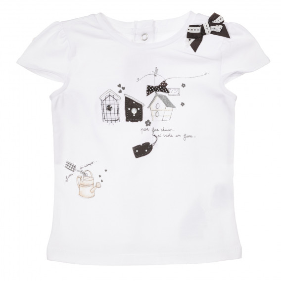Βαμβακερό μπλουζάκι με κορδέλα για ένα μωρό, σε λευκό. Chicco 248084 
