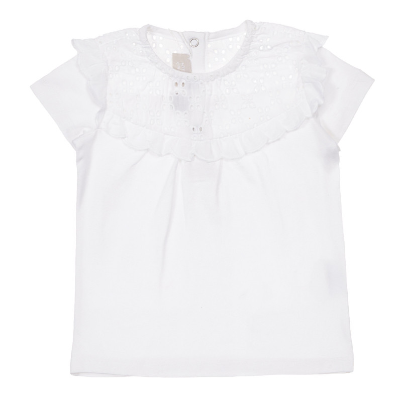 Βαμβακερή μπλούζα με κοντά μανίκια για μωρό, λευκό.  248092