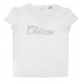 Βαμβακερό μπλουζάκι με το λογότυπο της μάρκας για ένα μωρό, λευκό. Chicco 248258 