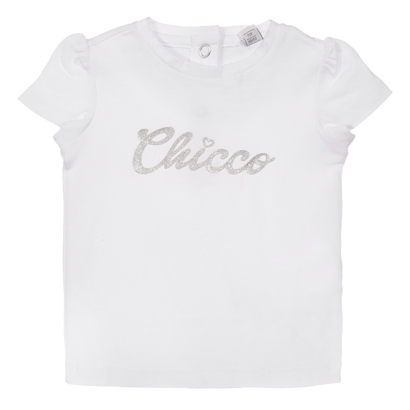Βαμβακερό μπλουζάκι με το λογότυπο της μάρκας για ένα μωρό, λευκό.  248258