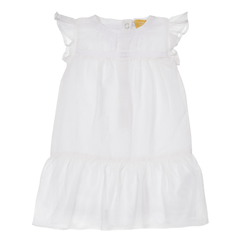 Βαμβακερό φόρεμα με βολάν για λευκό, λευκό  248278