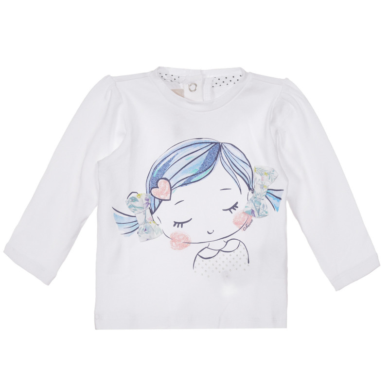 Βαμβακερή μπλούζα με γραφικό σχέδιο για ένα μωρό, λευκό.  248290