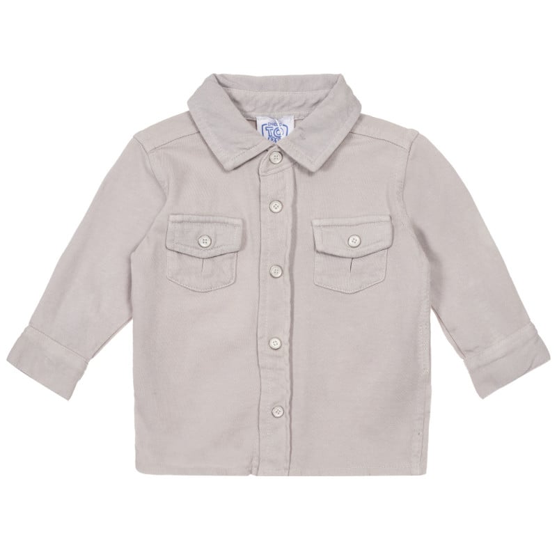 Βαμβακερό πουκάμισο με δύο τσέπες για ένα μωρό, γκρι  248322