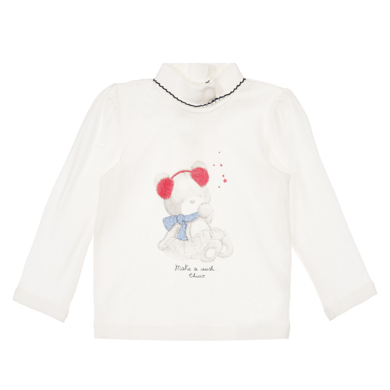 Βαμβακερή μπλούζα με τύπωμα αρκούδας για λευκό, λευκό  248346