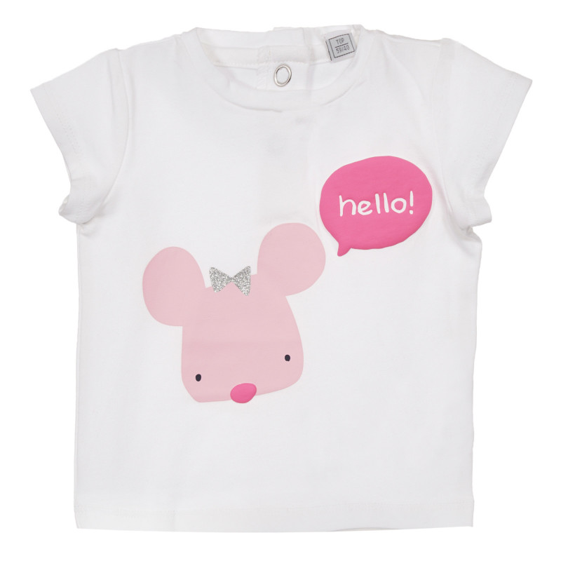 Βαμβακερό μπλουζάκι Γεια για ένα μωρό, λευκό  248374
