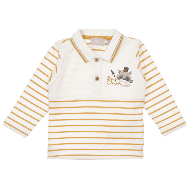 Βαμβακερή ριγέ μπλούζα μωρού σε λευκό και πορτοκαλί χρώμα  248456