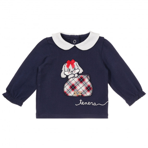 Βαμβακερή μπλούζα με κουνελάκι για ένα μωρό, σκούρο μπλε Chicco 248468 