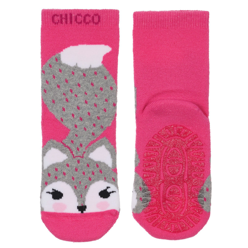 Κάλτσες με τύπωμα αλεπού, ροζ  248482