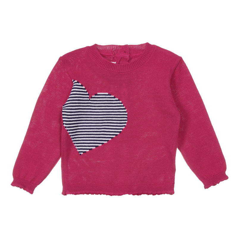 Βαμβάκι πουλόβερ με απλικέ καρδιά για ένα μωρό, ροζ  248512