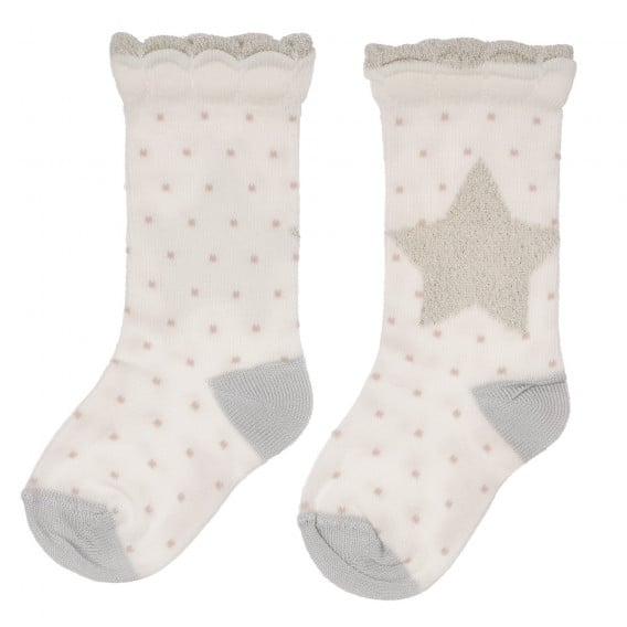 Βαμβακερές κάλτσες με γυαλιστερά χρώματα για ένα μωρό, λευκό Chicco 248557 3