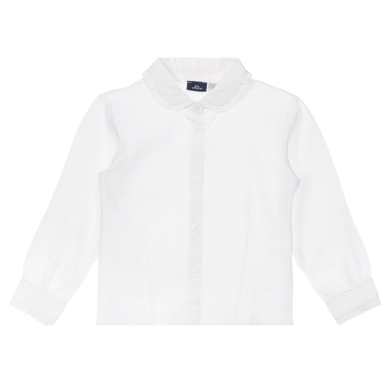 Βαμβακερό πουκάμισο με βολάν, λευκό  248625