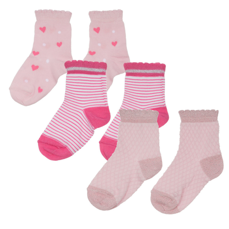 Σετ τριών ζευγαριών βρεφικών κάλτσες, σε ροζ χρώμα  248646