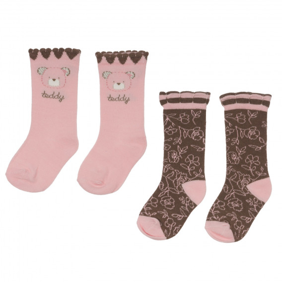 Σετ από δύο ζευγάρια κάλτσες σε ροζ και καφέ Chicco 248661 