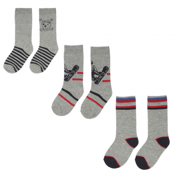 Σετ τριών ζευγαριών βρεφικών κάλτσες, γκρι Chicco 248683 
