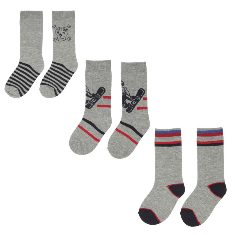 Σετ τριών ζευγαριών βρεφικών κάλτσες, γκρι  248683
