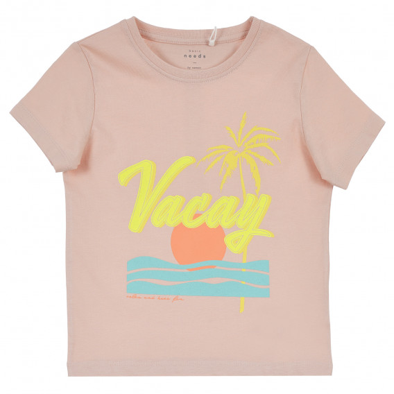 Μπλουζάκι από οργανικό βαμβάκι με σχέδιο θάλασσας, ροζ Name it 248793 2